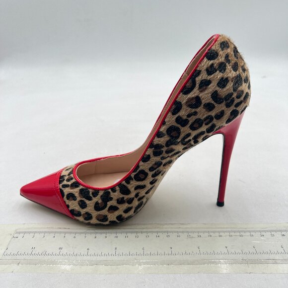 FSJ Red Sexy Leopard Printed Dress Shoes Pointy Toe High Heels Pumps - Picture 2 of 8